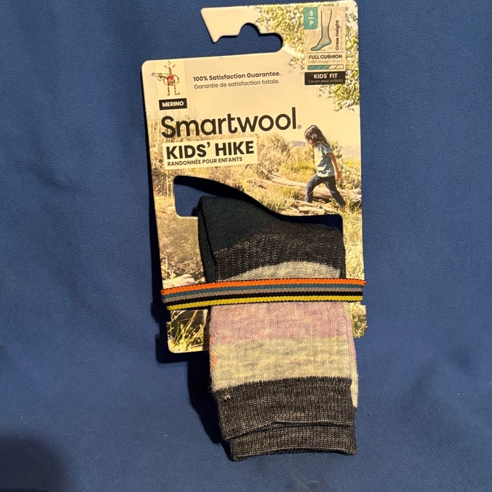 Smartwool Kids' Hike Socks - Black, Gray, Pink, Yellow Stripes